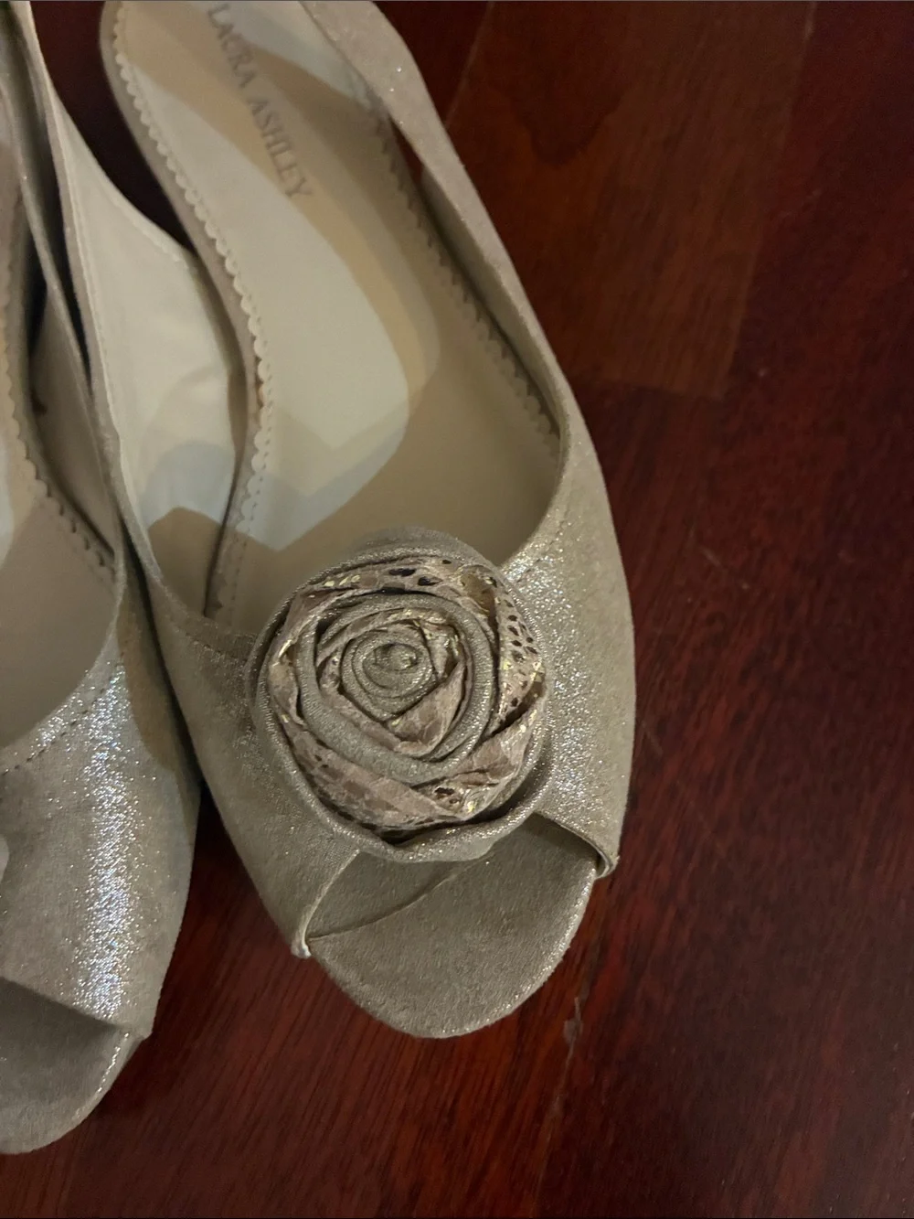Laura Ashley Champagne Floral Slingback Flats
